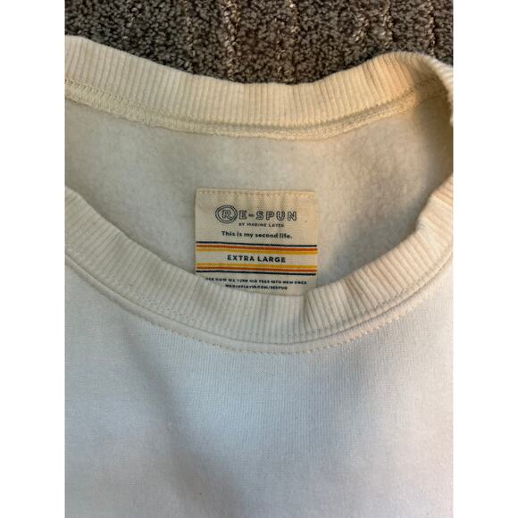 $88 Marine Layer Re-Spun Banks Cream Crewneck Sweatshirt Orange Yellow XL - Picture 4 of 5